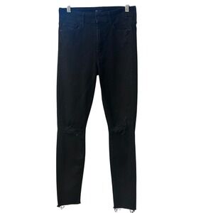 Mother Looker Ankle Fray‎ Black Distressed Skinny Jeans Size 27